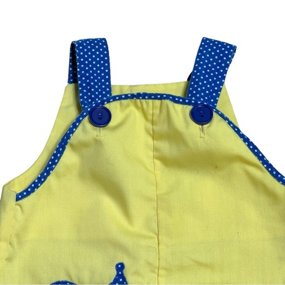 Vintage Yellow and Blue Dog Romper Baby 3-6mo - Picture 2 of 7
